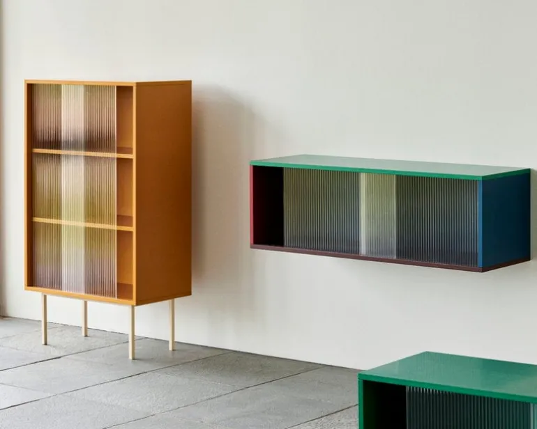 HAY Colour Cabinet w/ glass doors, tall, yellow