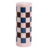 HAY Column candle, L, light pink - bordeaux - dark blue check
