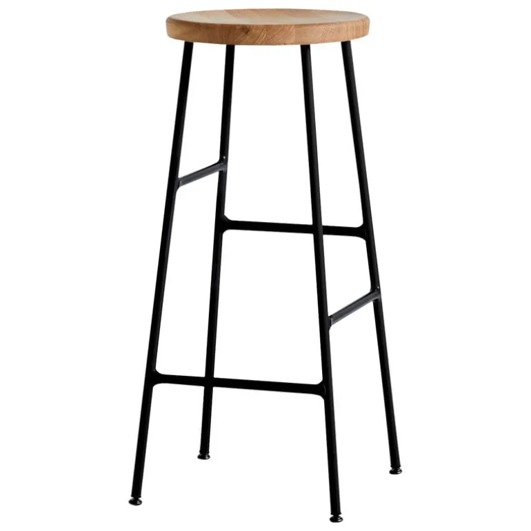 HAY Cornet bar stool, high, black - oiled oak