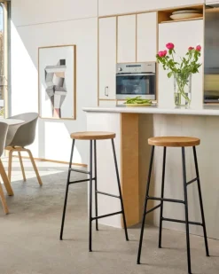 HAY Cornet bar stool, high, black - oiled oak