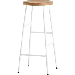 HAY Cornet bar stool, high, cream white - oiled oak