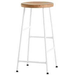 HAY Cornet bar stool, low, cream white - oiled oak