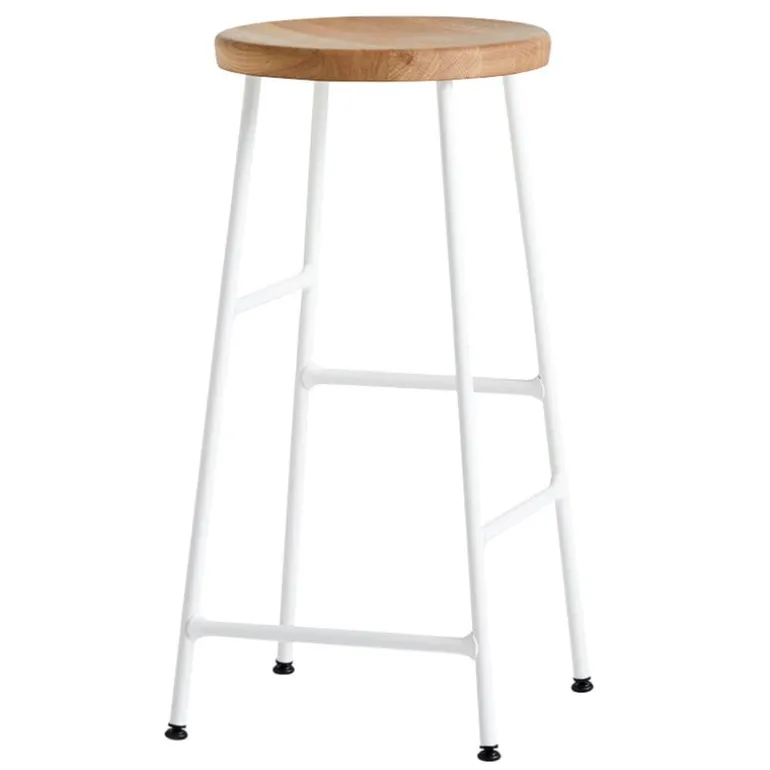 HAY Cornet bar stool, low, cream white - oiled oak