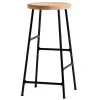 HAY Cornet bar stool, low, soft black - oiled oak seat