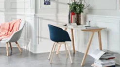 HAY CPH90 2.0 desk, 130 x 65 cm, lacquered oak -  white laminate