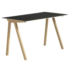 HAY CPH90 2.0 desk, 130 x 65 cm, lacquered oak - black linoleum