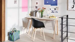 HAY CPH90 2.0 desk, 130 x 65 cm, lacquered oak - off-white linoleum