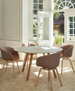 HAY CPH25 2.0 table, 140 cm, lacquered oak - off-white linoleum