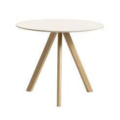 HAY CPH20 2.0 table, 90 cm, lacquered oak - off-white linoleum