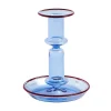 HAY Flare candleholder, medium, light blue with red rim