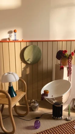 HAY Flare candleholder, medium, light blue with red rim