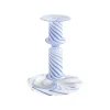 HAY Flare Stripe Milk candleholder, medium, blue