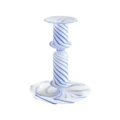 HAY Flare Stripe Milk candleholder, medium, blue