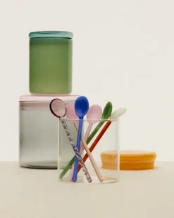 HAY Glass jar, L, grey - pink