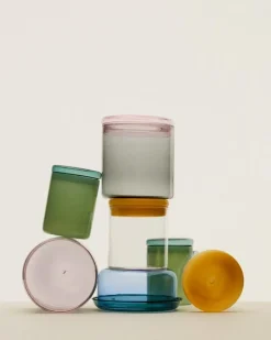 HAY Glass jar, L, grey - pink