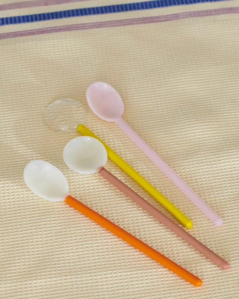 HAY Glass spoons Duo, 2 pcs, light pink - bright orange