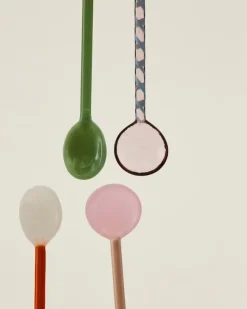 HAY Glass spoons Round, 2 pcs, bright yellow - brown