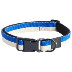 HAY HAY Dogs collar, flat, M-L, blue - off-white
