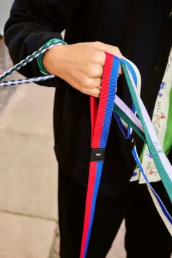 HAY HAY Dogs leash, braided, blue - off-white