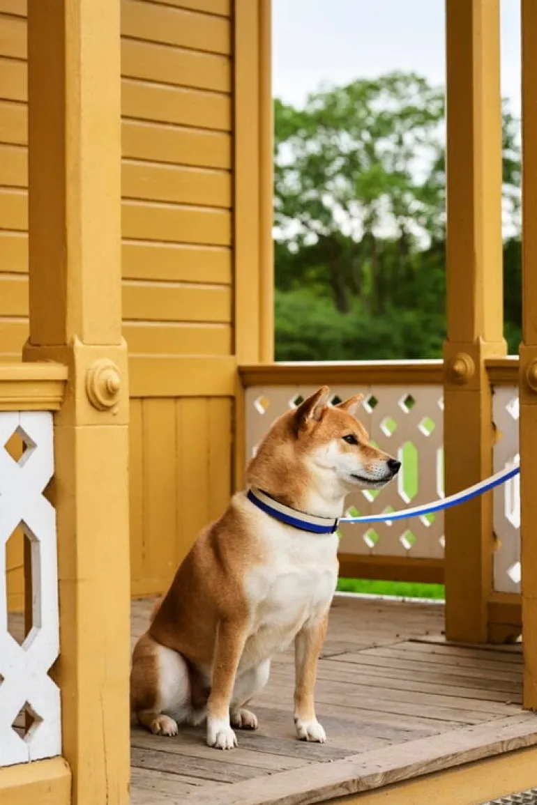 HAY HAY Dogs leash, flat, M-L, blue - off-white