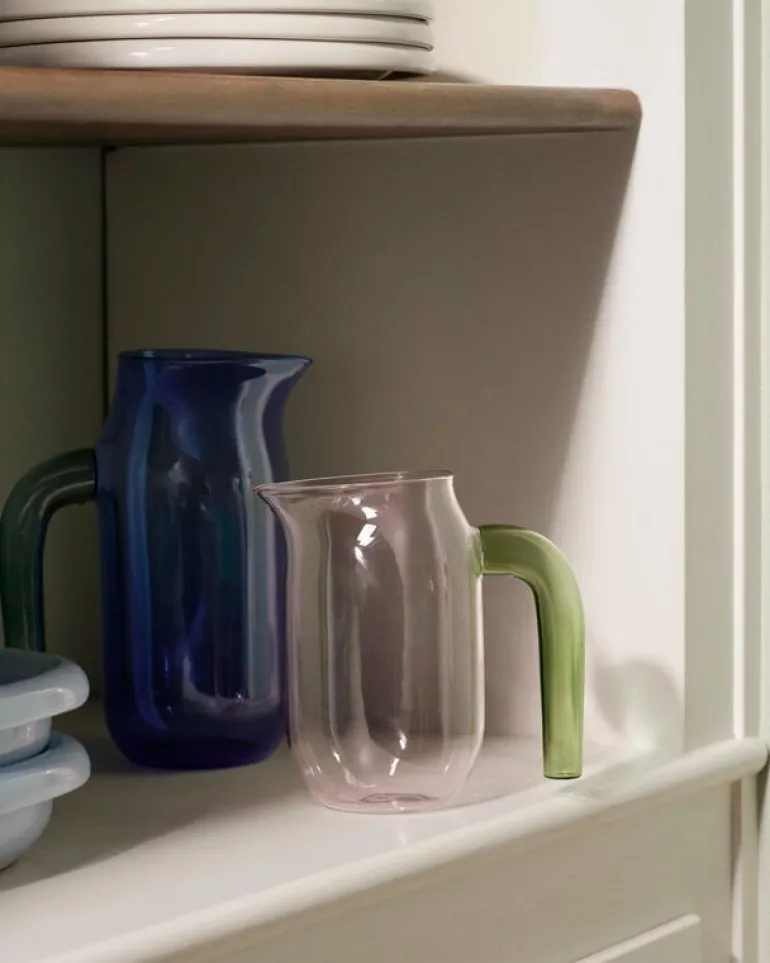 HAY Jug with green handle, L, pink