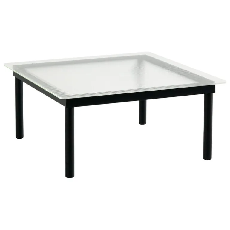 HAY Kofi table 80 x 80 cm, black lacquered oak - reeded glass