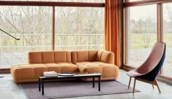 HAY Kofi table 140 x 50 cm, black lacquered oak - reeded glass