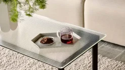 HAY Kofi table 140 x 50 cm, black lacquered oak - reeded glass