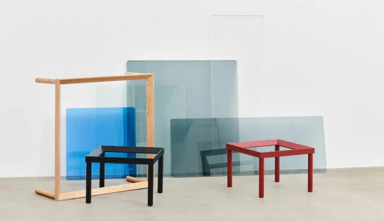 HAY Kofi table 80 x 80 cm, black lacquered oak - clear glass