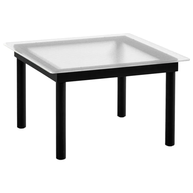 HAY Kofi table 60 x 60 cm, black lacquered oak - reeded glass