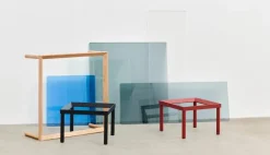 HAY Kofi table 60 x 60 cm, black lacquered oak - reeded glass