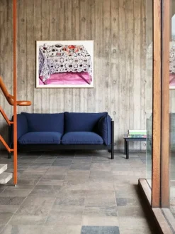 HAY Kofi table 60 x 60 cm, black lacquered oak - reeded glass