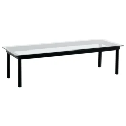 HAY Kofi table 140 x 50 cm, black lacquered oak - clear glass