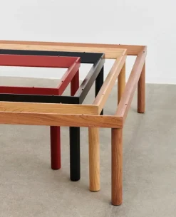 HAY Kofi table 80 x 80 cm, lacquered walnut - reeded glass