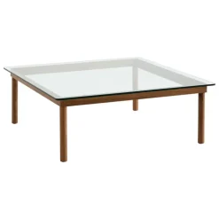 HAY Kofi table 100 x 100 cm, lacquered walnut - clear glass