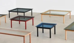 HAY Kofi table 140 x 50 cm, lacquered walnut - reeded glass