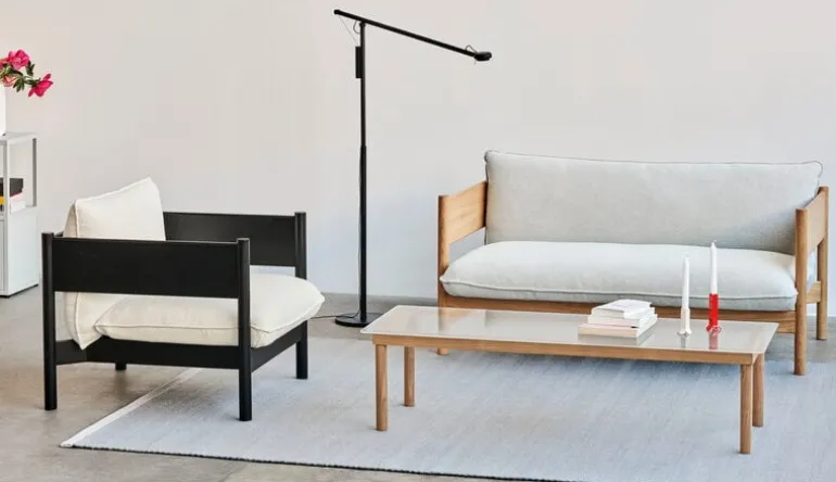 HAY Kofi table 140 x 50 cm, lacquered oak - reeded glass