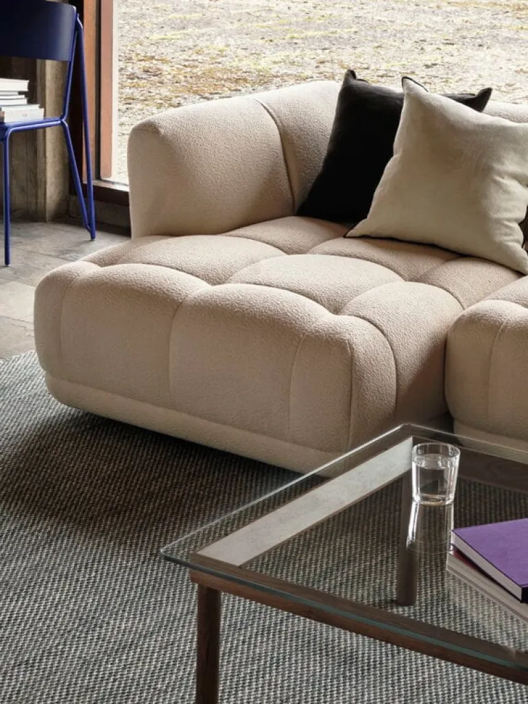 HAY Kofi table 140 x 50 cm, lacquered walnut - clear glass