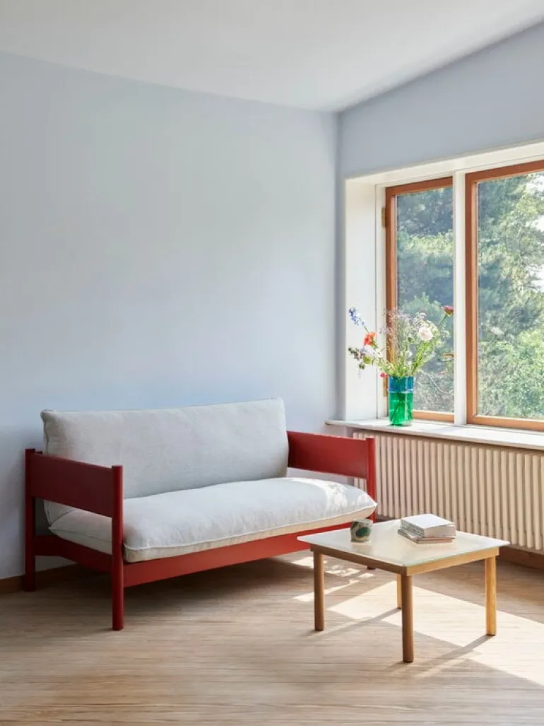 HAY Kofi table 60 x 60 cm, lacquered oak - reeded glass