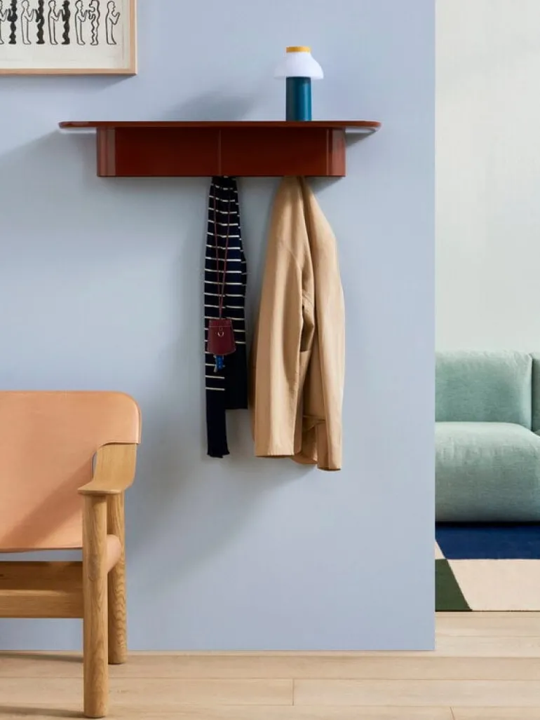 HAY Korpus shelf L, 7 hooks, brick red