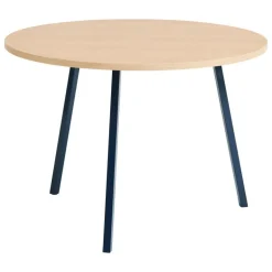 HAY Loop Stand round table, 105 cm, deep blue - lacquered oak