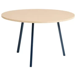 HAY Loop Stand round table, 120 cm, deep blue - lacquered oak