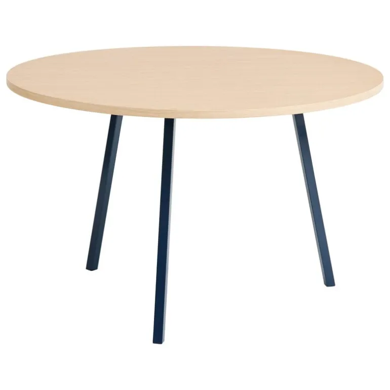 HAY Loop Stand round table, 120 cm, deep blue - lacquered oak