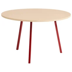 HAY Loop Stand round table, 120 cm, maroon red - lacquered oak