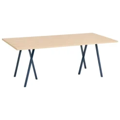HAY Loop Stand table, 200 cm, deep blue - lacquered oak