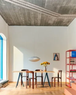 HAY Loop Stand table, 180 cm, deep blue - lacquered oak