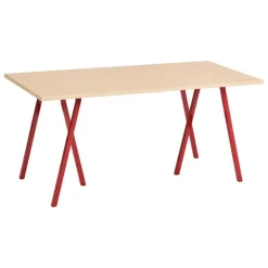 HAY Loop Stand table, 160 cm, maroon red - lacquered oak