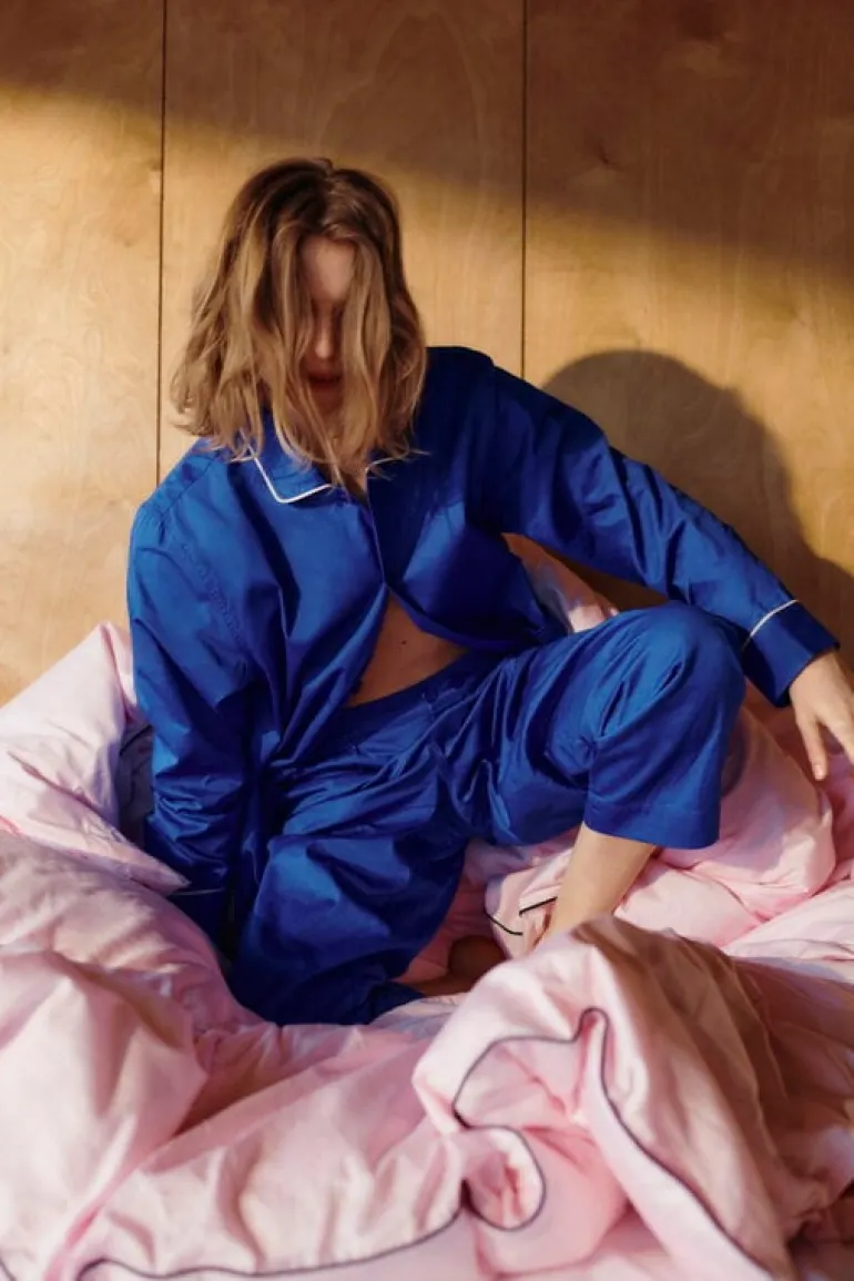 HAY Outline pyjama shirt, long-sleeved, vivid blue