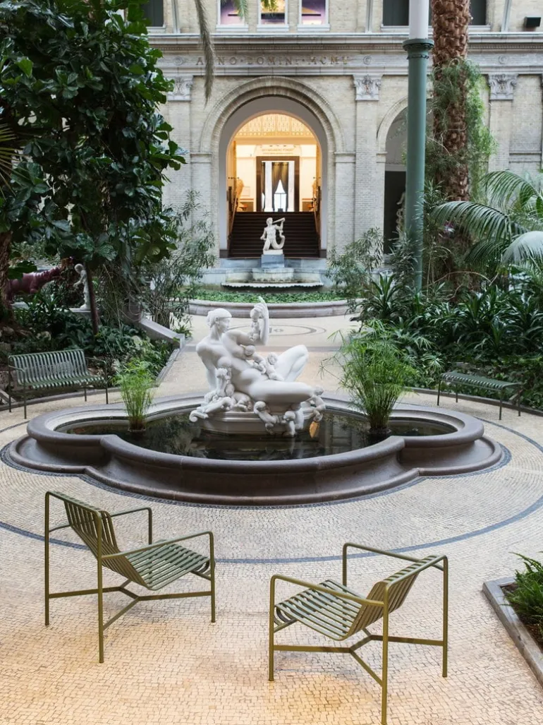 HAY Palissade dining bench, olive