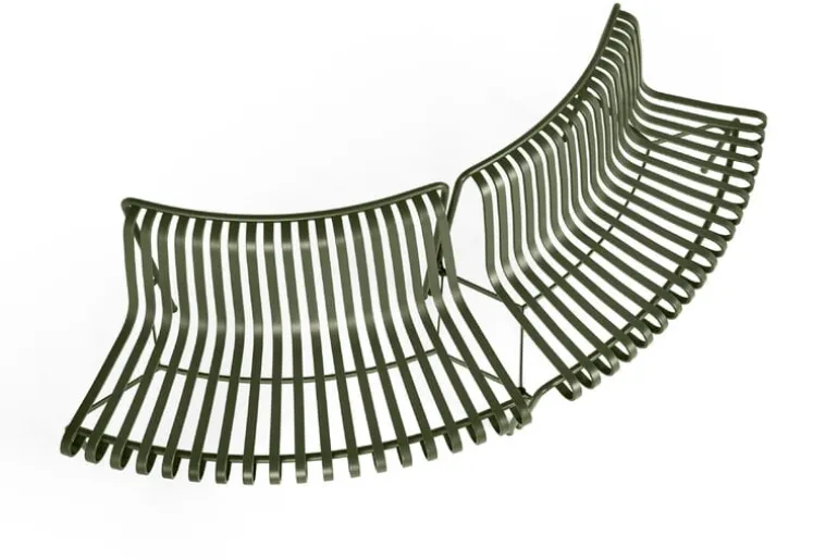 HAY Palissade Park dining bench, out-out, set of 2, olive